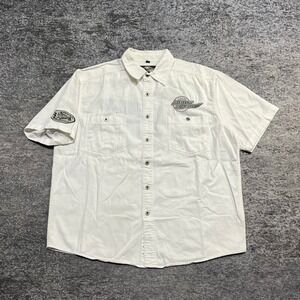 Harley Davidson Mechanic Button Up Shirt Mens XL White Short Sleeve Embroidered